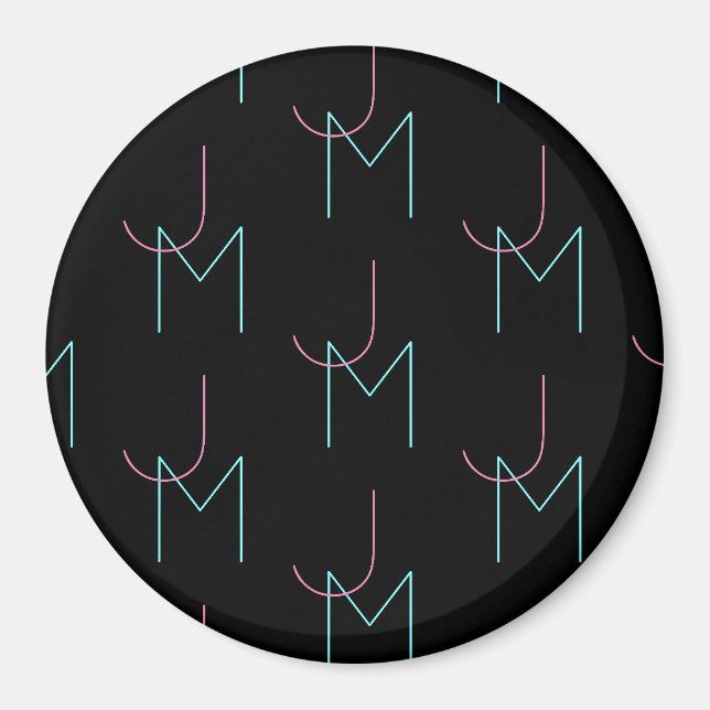 Stylish Editable Any Two Modern Tiled Initials  Magnet (Front)