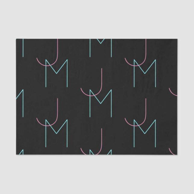 Stylish Editable Any Two Modern Tiled Initials  Tissue Paper (Front)
