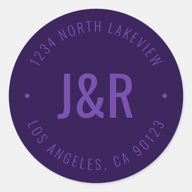 Stylish Editable Bold Monogram & Circular Text Classic Round Sticker (Front)