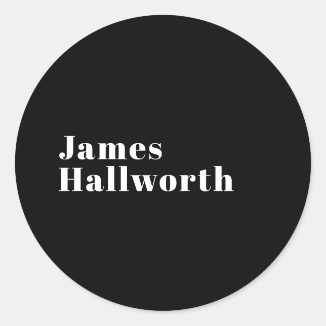 Stylish Editable Retro Modern Name (or other text) Classic Round Sticker (Front)
