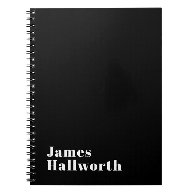 Stylish Editable Retro Modern Name (or other text) Notebook (Front)