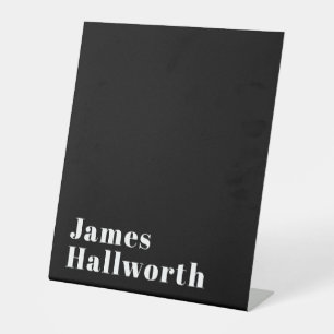 Stylish Editable Retro Modern Name (or other text) Pedestal Sign