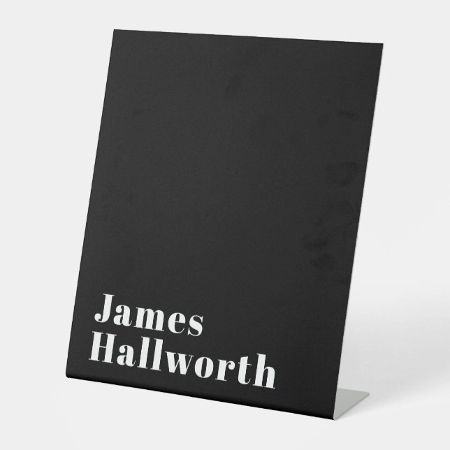 Stylish Editable Retro Modern Name (or other text) Pedestal Sign (Front)