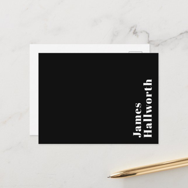 Stylish Editable Retro Modern Name (or other text) Postcard (Front/Back In Situ)