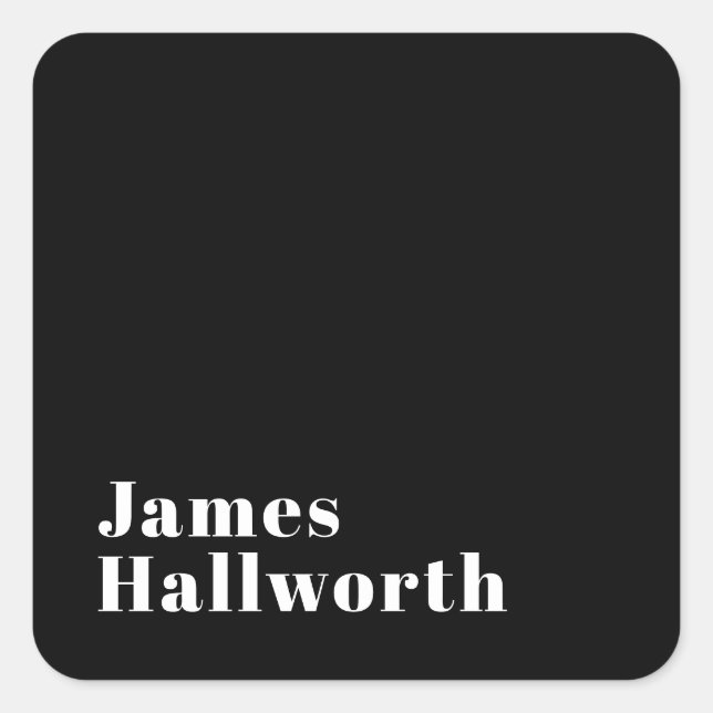 Stylish Editable Retro Modern Name (or other text) Square Sticker (Front)