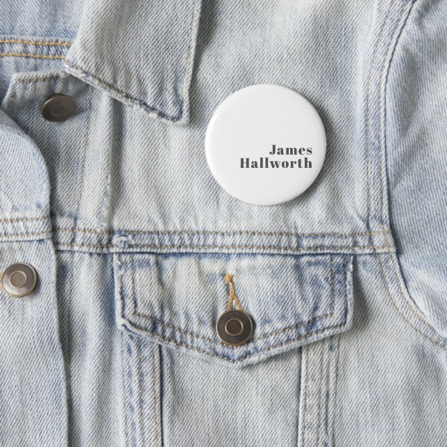 Stylish Editable Retro Modern Text | Grey 2 Inch Round Button (In Situ)