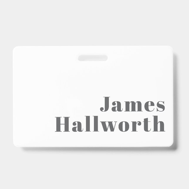 Stylish Editable Retro Modern Text | Grey Badge (Front)