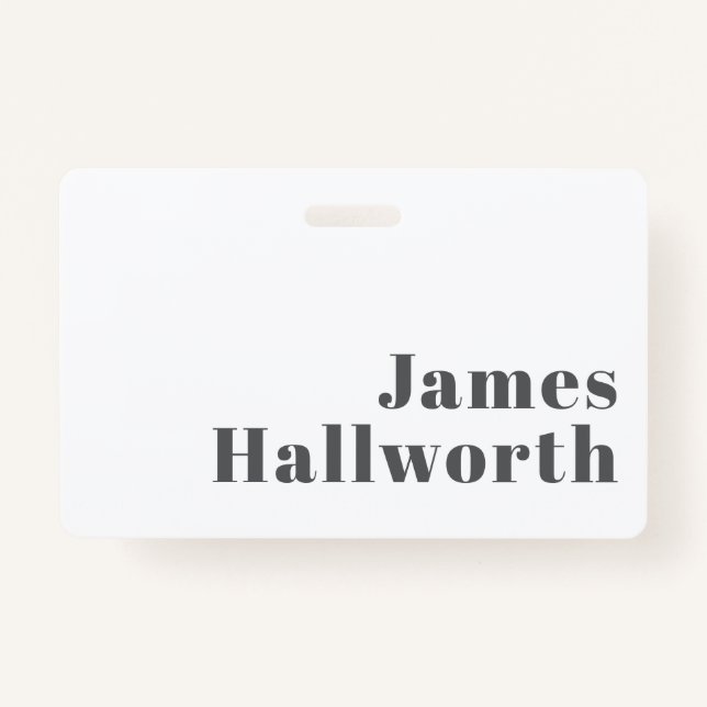 Stylish Editable Retro Modern Text | Grey Badge (Front)