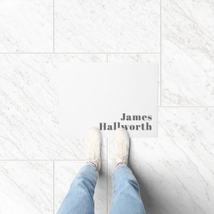 Stylish Editable Retro Modern Text   Grey Doormat