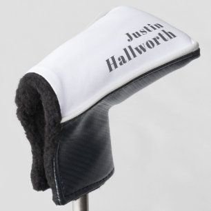 Stylish Editable Retro Modern Text   Grey Golf Head Cover