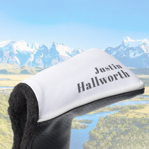 Stylish Editable Retro Modern Text   Grey Golf Head Cover