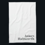 Stylish Editable Retro Modern Text | Grey Kitchen Towel<br><div class="desc">Stylish customizable grey text,  edit as you like!</div>