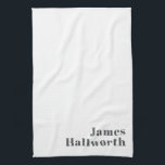 Stylish Editable Retro Modern Text | Grey Kitchen Towel<br><div class="desc">Stylish customizable grey text,  edit as you like!</div>