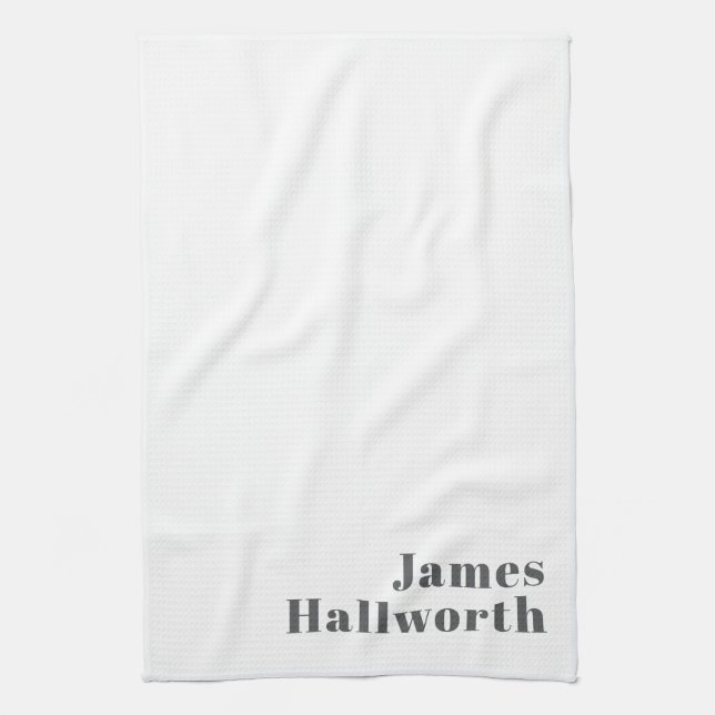 Stylish Editable Retro Modern Text | Grey Kitchen Towel (Vertical)