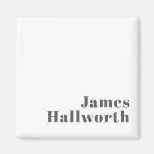 Stylish Editable Retro Modern Text   Grey Magnet