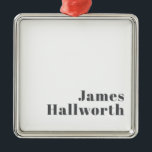 Stylish Editable Retro Modern Text | Grey Metal Ornament<br><div class="desc">Stylish customizable grey text,  edit as you like!</div>