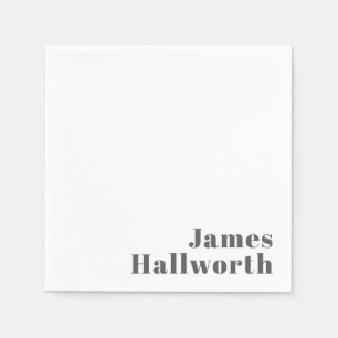 Stylish Editable Retro Modern Text   Grey Napkin