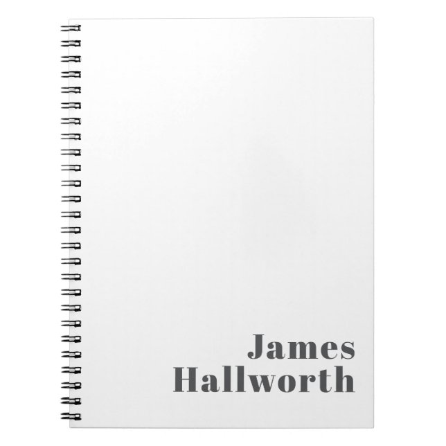 Stylish Editable Retro Modern Text | Grey Notebook (Front)