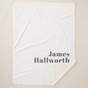 Stylish Editable Retro Modern Text   Grey Sherpa Blanket