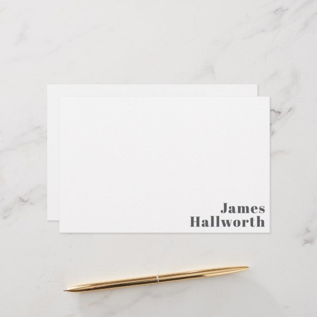 Stylish Editable Retro Modern Text | Grey Stationery (Front/Back In Situ)