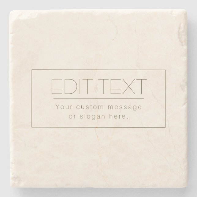 Stylish Editable Template | Off-white & Dark Brown Stone Coaster (Front)