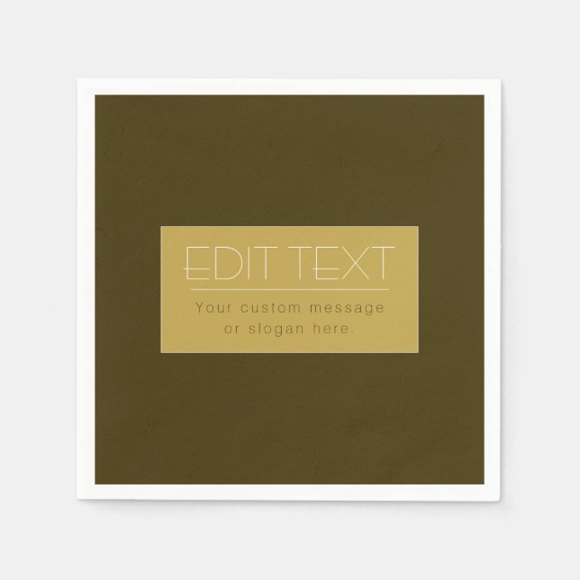 Stylish Editable Text Template | Vintage Gold Napkin (Front)