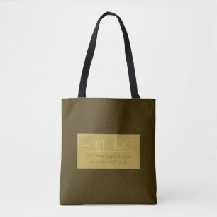 Stylish Editable Text Template Vintage Gold Tote Bag