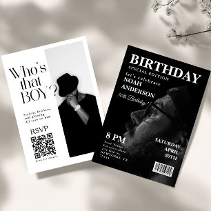 Stylish Editorial Magazine Birthday Invitation 