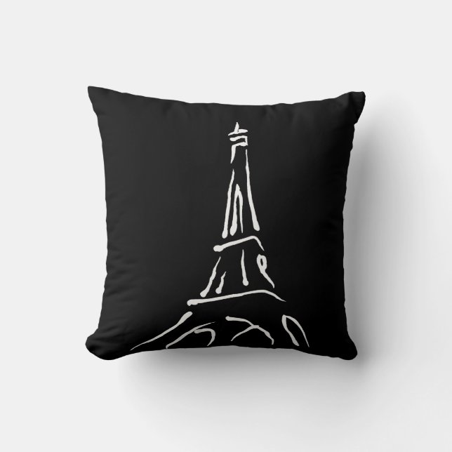 Stylish Eiffel Tower Sketch Throw Pillow (Front)