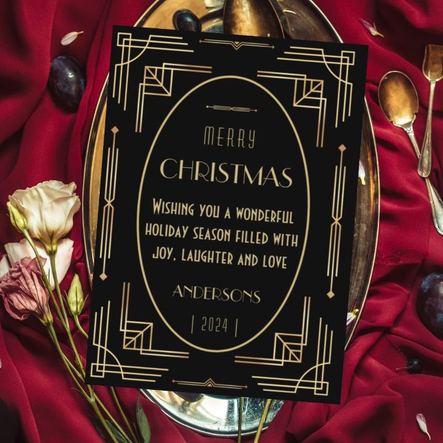 Stylish elegant art deco flat holiday card (Creator Uploaded)