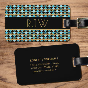 Stylish Elegant Art Deco Style Monogrammed Luggage Tag
