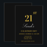 Stylish Elegant Black & Gold 21st Birthday Party  Invitation<br><div class="desc">Stylish Elegant Black & Gold 21st Birthday Party Invitation</div>