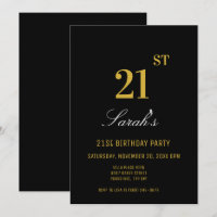 Stylish Elegant Black & Gold 21st Birthday Party 