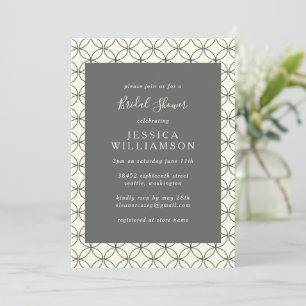 Stylish Elegant Black White Line Art Bridal Shower Invitation