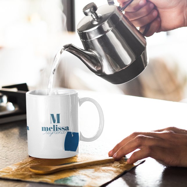 Stylish Elegant Blue Monogram  Coffee Mug (just a simple monogram)