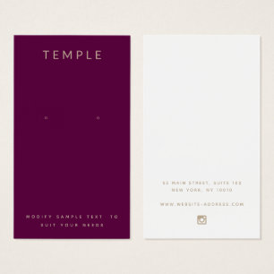 Stylish Elegant Burgundy Earring Display Card