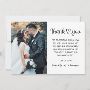 Stylish Elegant Chic Bride And Groom Wedding Photo Thank You Card