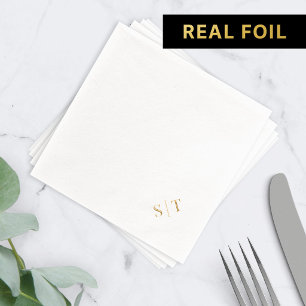 Stylish Elegant Couple Corner Wedding Monogram Foil Napkins