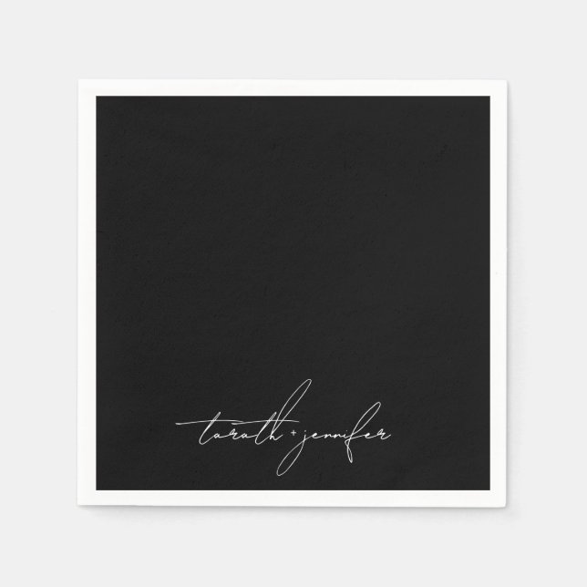 Stylish Elegant Custom Names Premium Wedding Napkin (Front)