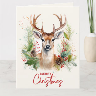 Stylish & Elegant Deer Custom Photo Christmas Card