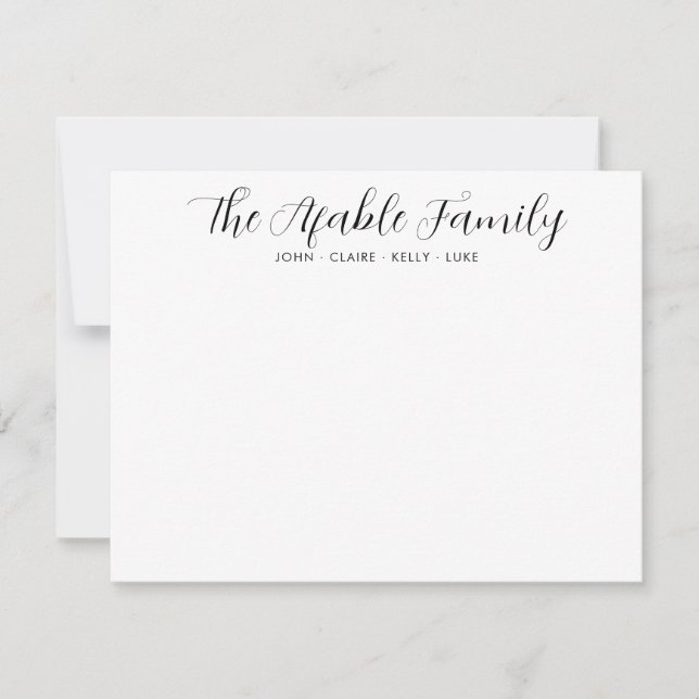 Stylish Elegant Family Name Couple Black Script No Card (Front)