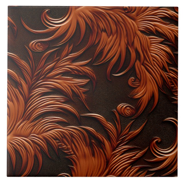 Stylish Elegant Faux Embossed Leather Tile (Front)