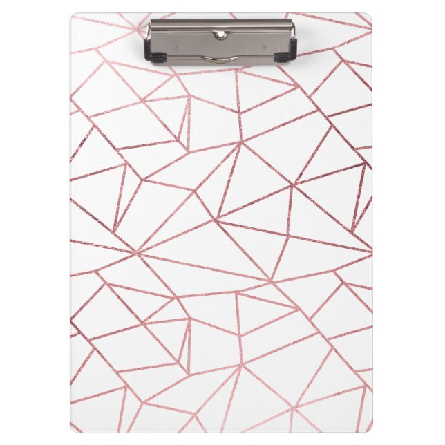 Stylish elegant faux rose gold geometrical clipboard (Front)