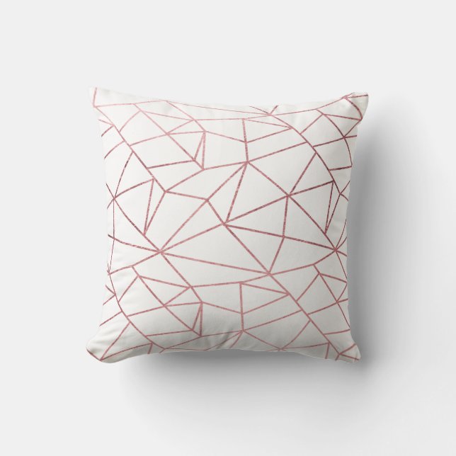Stylish elegant faux rose gold geometrical throw pillow (Front)