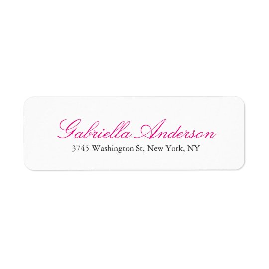 Stylish Elegant Feminine Pink Modern White Return Address Label