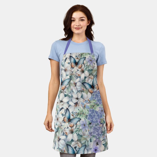 Stylish & Elegant Floral & Butterflies Apron (Worn)
