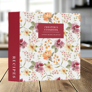 Stylish Elegant Floral Vintage Cookbook Recipes Binder
