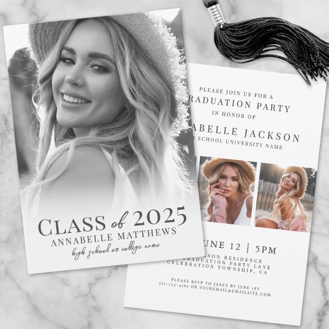 Stylish Elegant Graduate Simple Photo Graduation Invitation (Stylish Elegant Graduate Simple Photo Graduation Invitation)