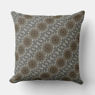 Stylish Elegant Kaleidoscope Design Brown Grey Throw Pillow
