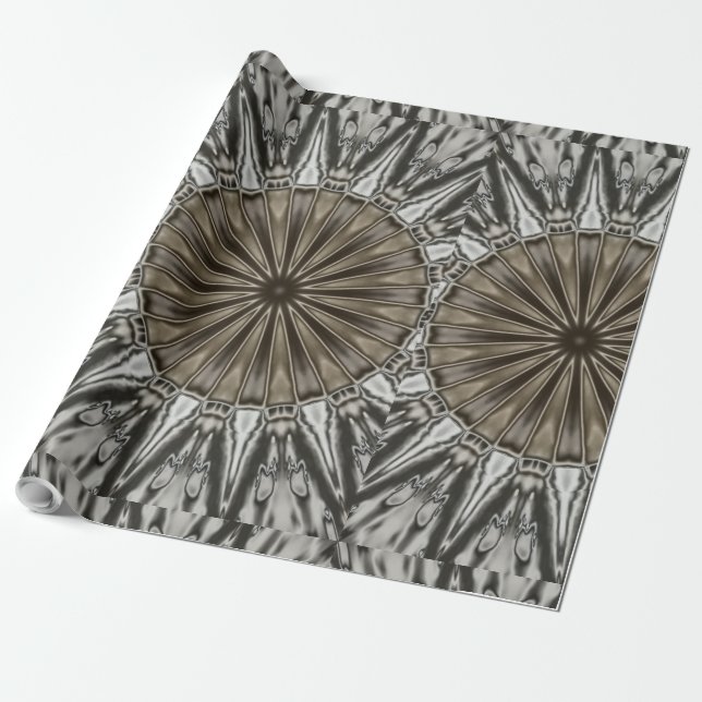 Stylish Elegant Kaleidoscope Design Brown Grey Wrapping Paper (Unrolled)